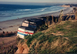 The Scenic Ride Between Rancho Santa Fe South of Del Mar, showing train along the coast. Photo © Thomas H. Schindzielorz