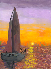 Sunset Sailing by Grace Li, 6th Grade, 2011 Coastal Art & Poetry Contest