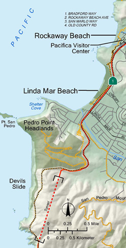 Map showing Devil's Slide Trail