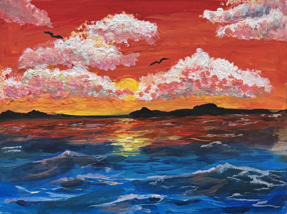 A colorful sunset on the ocean