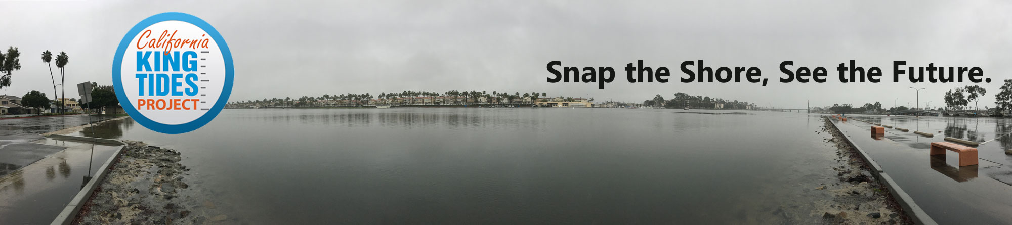 California King Tides Project. Snap the Shore, See the Future. High tide in an urban area.