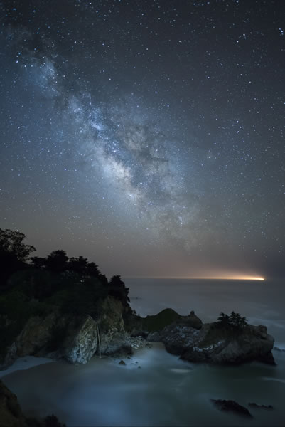 Waterfall and Milky Way, Julia Pfeiffer Burns State Park, by Sandy Chen