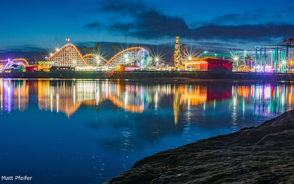 Photo of Santa Cruz Boardwalk at night, by Matt Pfeifer