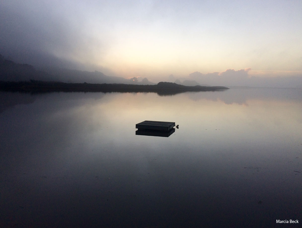 Photo of the mouth of the Russian River in muted tones