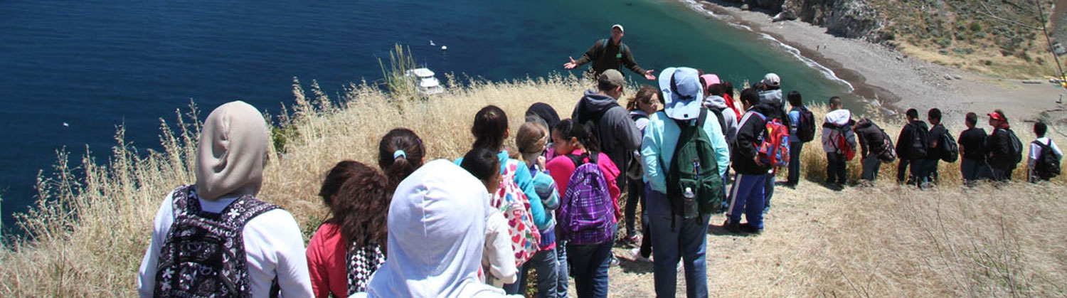 A class hikes on the Channel Islands. Photo: Channel Islands Restoration