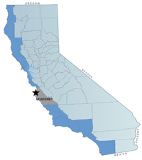 California map showing location of Pacific Grove