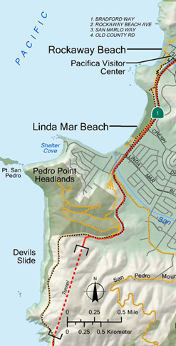 Map showing Devil's Slide Trail