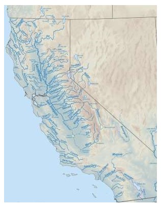 map of California showing its waterways